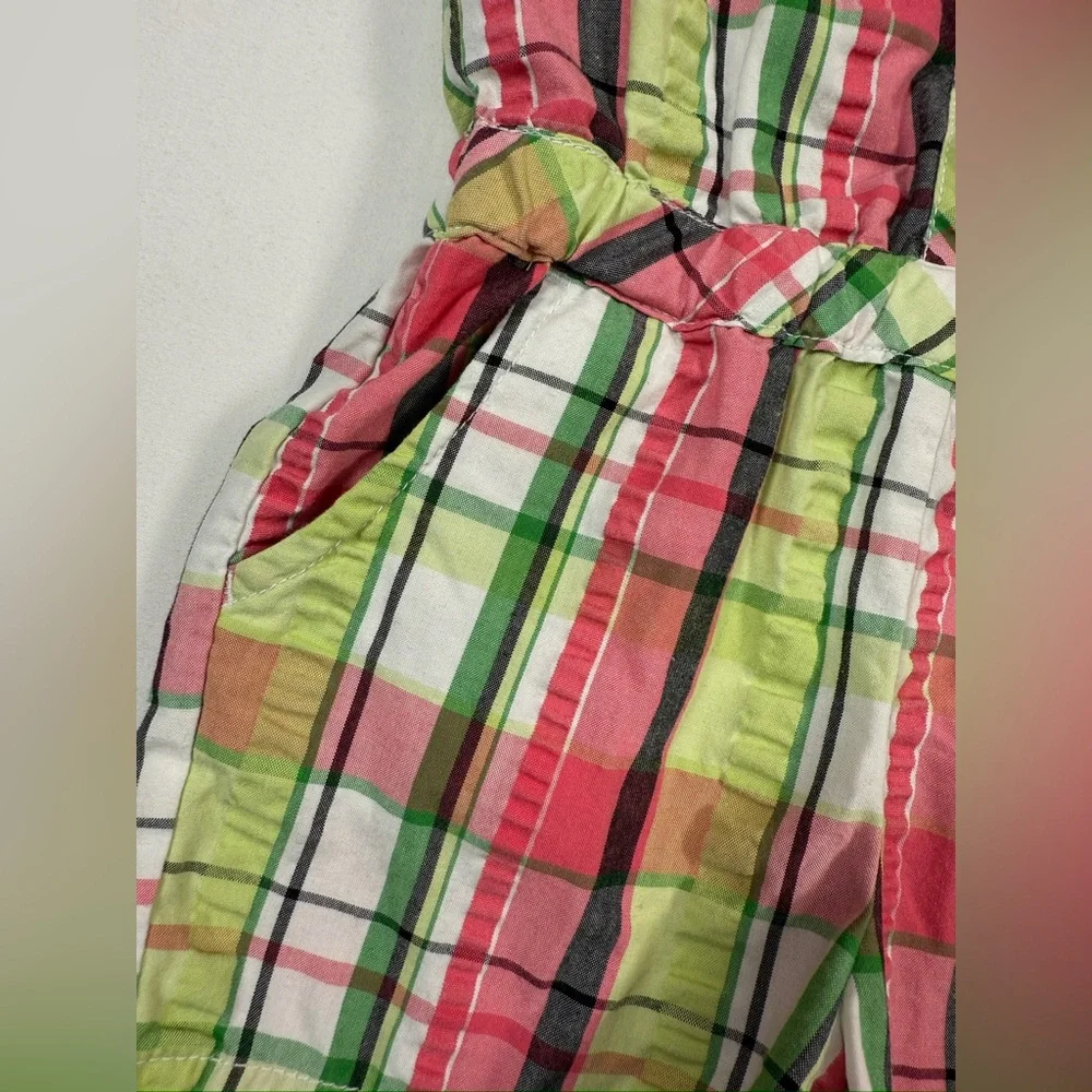 GYMBOREE Girls’ Palm Beach Paradise Line Green & Pink Plaid Halter Romper Size 4